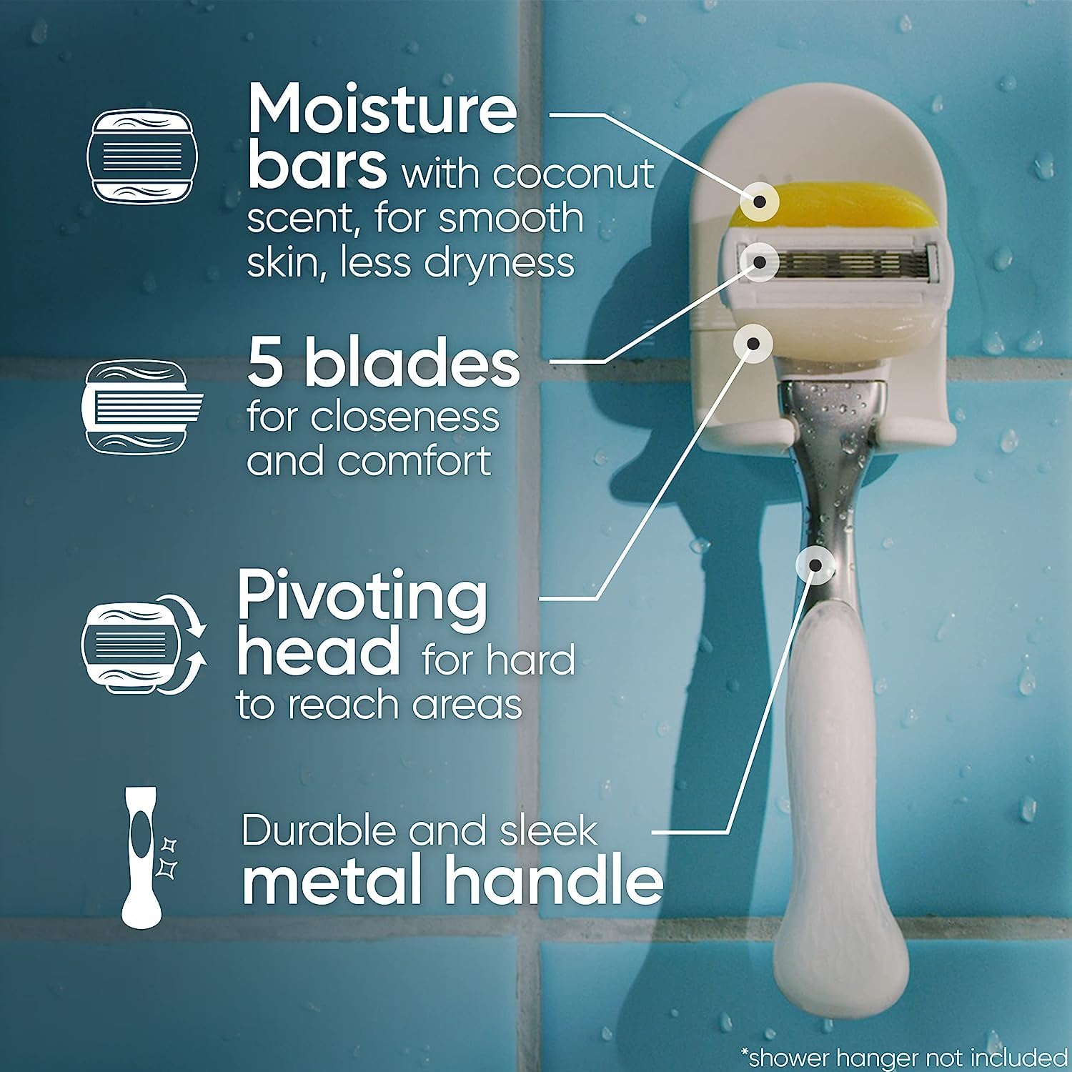 Recambio Gillette Venus ComfortGlide de 5 hojas para afeitado cercano.