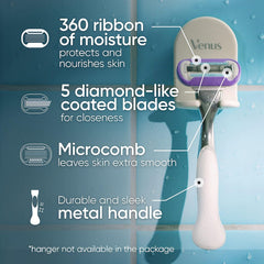Manija de metal ergonómica de Venus para un agarre cómodo durante la afeitada.