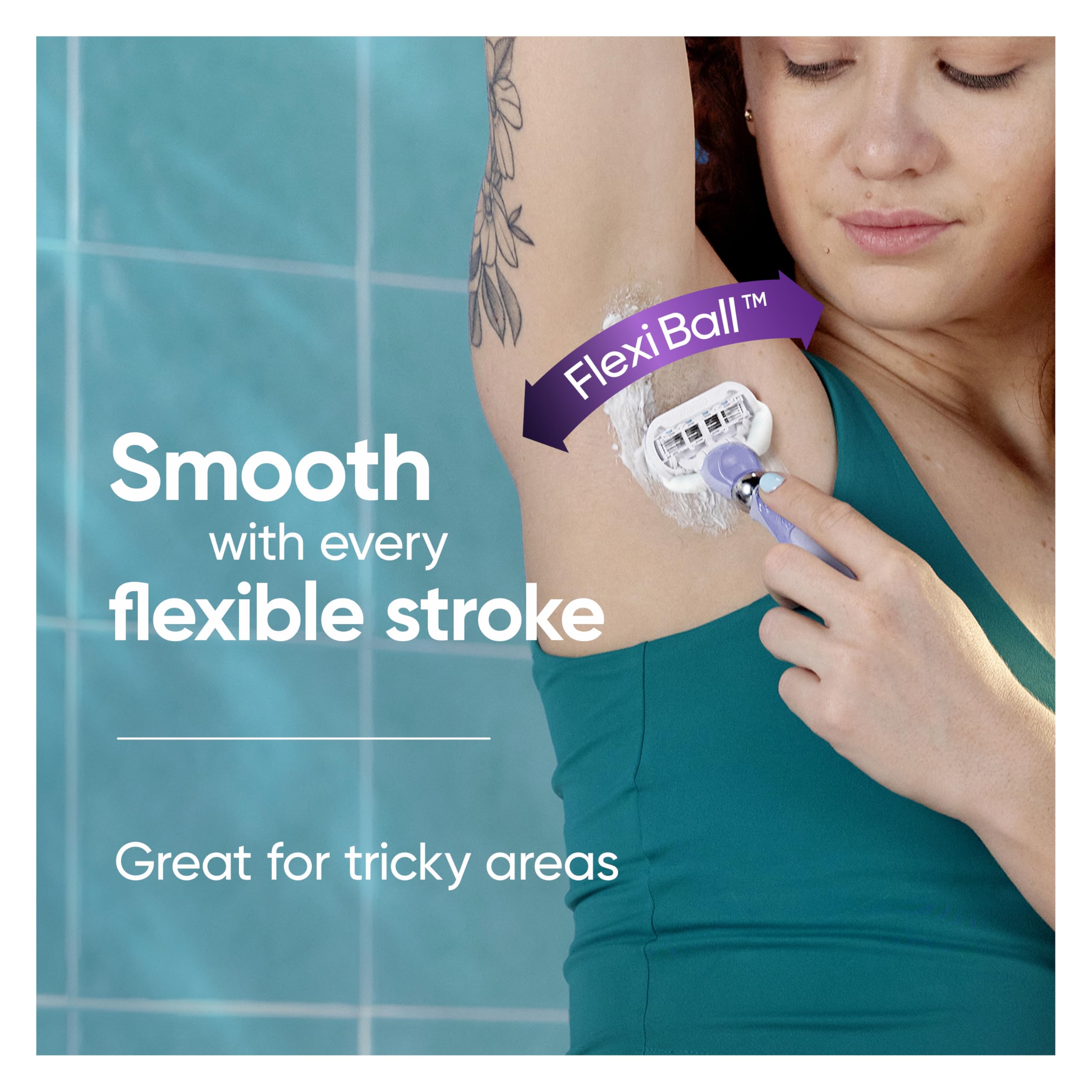 Gillette Venus Deluxe Smooth Swirl: flexiball en 4 direcciones para seguir contornos del cuerpo.