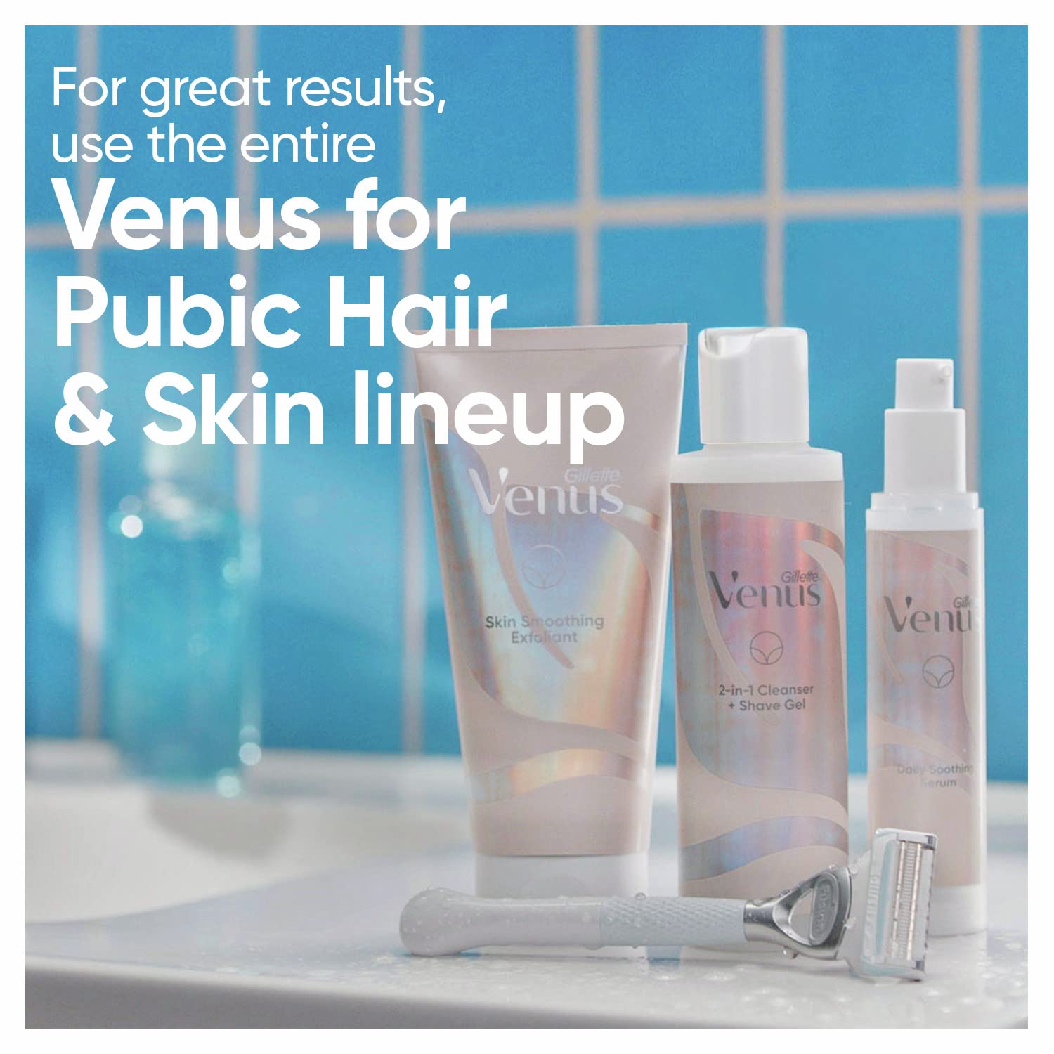 Textura cremosa de Gillette Venus Serum íntimo para uso diario.