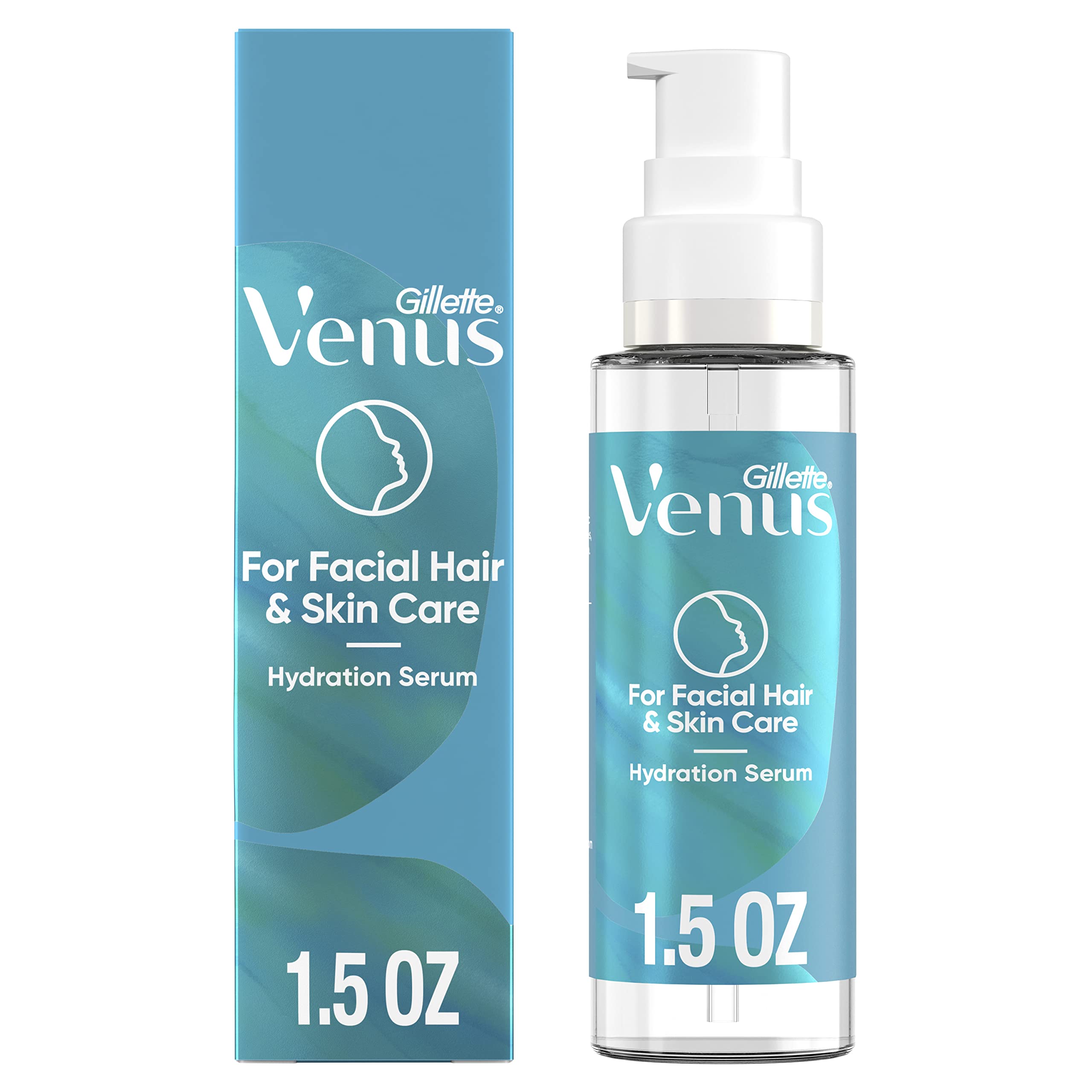 Gillette Venus suero hidratante en botella de 1,5 oz para hidratación rápida tras dermaplaning.