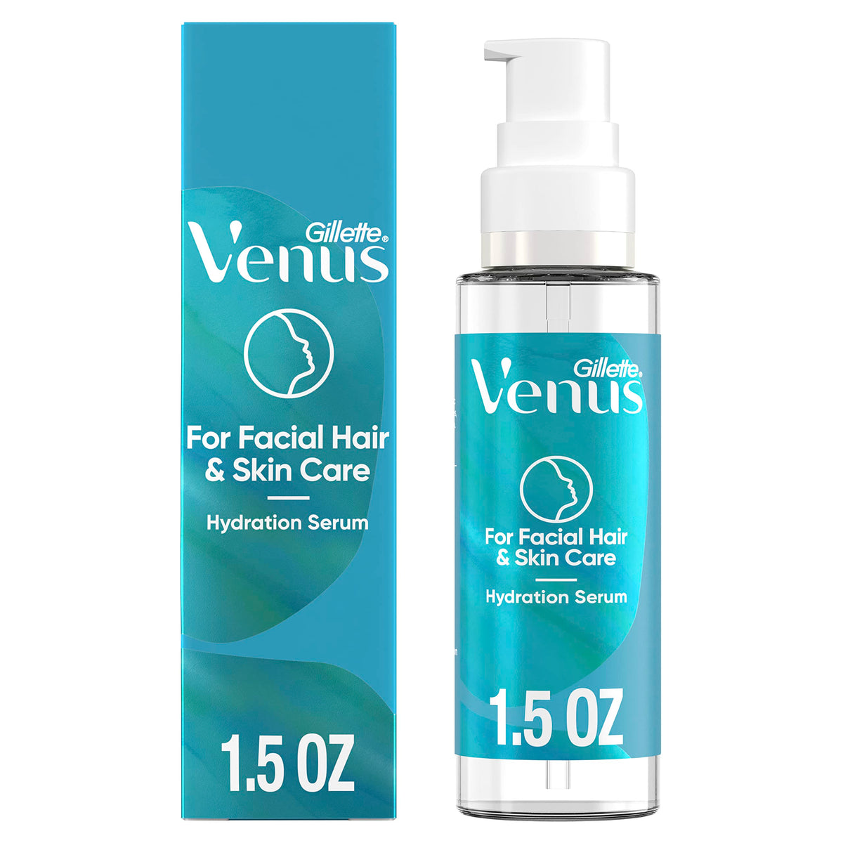 Gillette Venus suero hidratante en botella de 1,5 oz para hidratación rápida tras dermaplaning.