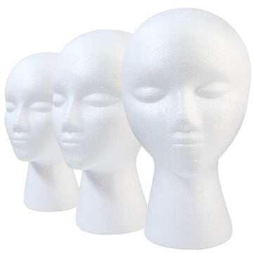 GliSun cabeza de peluca de espuma, 3 piezas para exhibición estable.