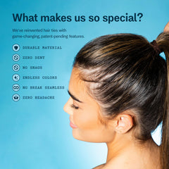 GIMME Beauty liga para cola con perfil bajo, segura para cabello fino.