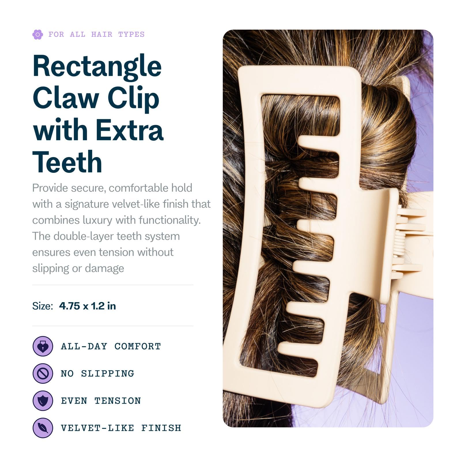 GIMME Beauty XL clip con agarre antideslizante y dientes interiores para sujeción estable.
