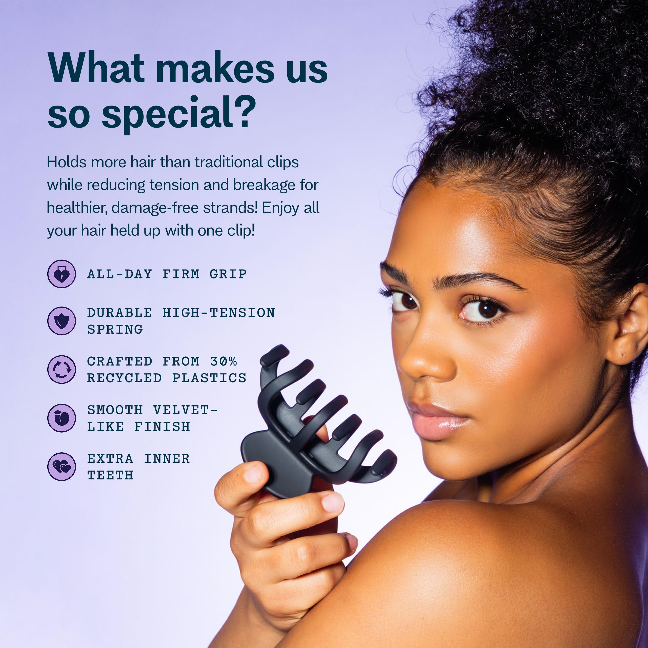 GIMME clip garra para cabello rizado, distribución de presión suave.