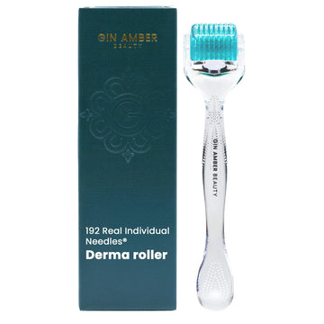 Gin Amber Beauty Derma Roller, cabezal inoxidable, mejora la aplicación uniforme de sueros.
