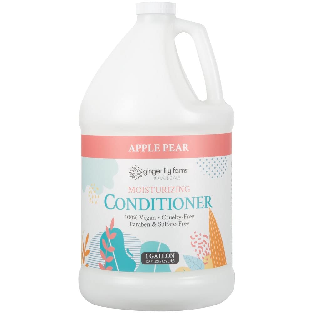 Acondicionador Ginger Lily Farms Botanicals, botella con dispensador, cabello suave y brillante.