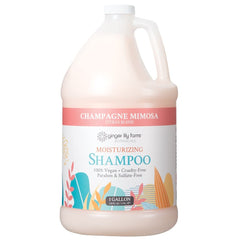 Champú Champagne Mimosa de Ginger Lily Farms en bote de 1 galón, ideal para recargas.