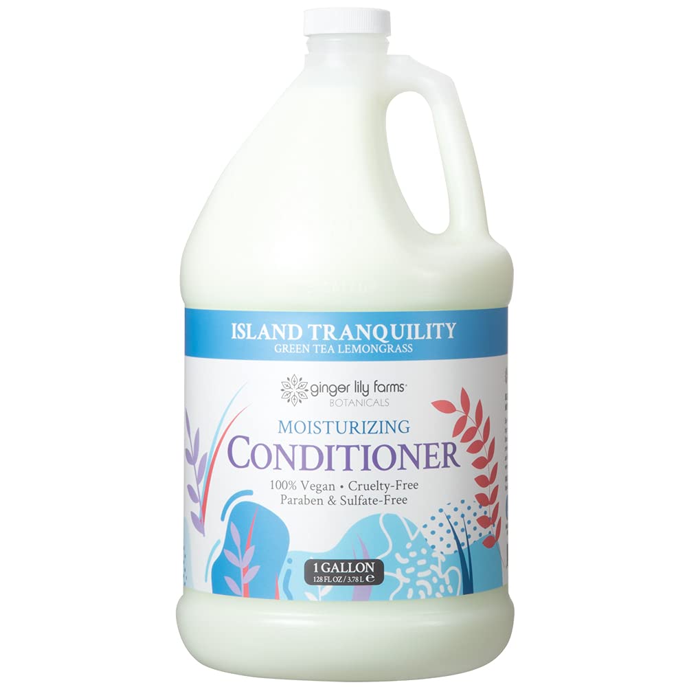 Acondicionador Ginger Lily Farms Island Tranquility en botella de 128 oz, ideal para recargas y uso prolongado.