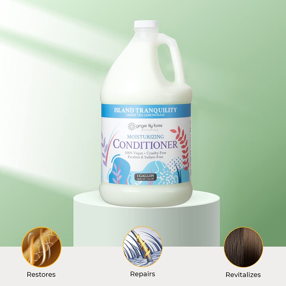 Acondicionador galón de relleno Island Tranquility listo para rellenar y ahorrar plástico.