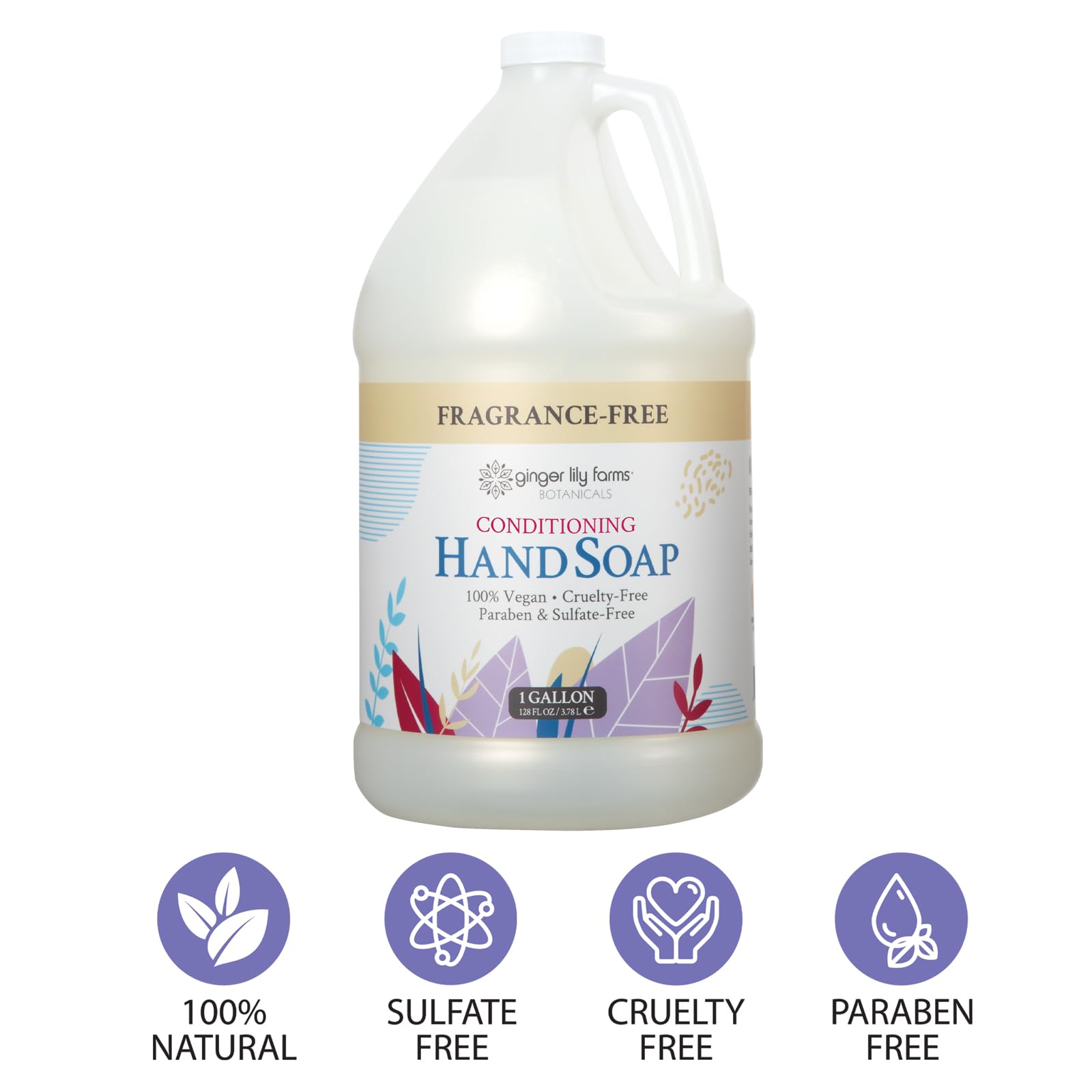 Ginger Lily Farms Botanicals Jabon Manos Sin Fragancia, envase recargable para reducir plástico.