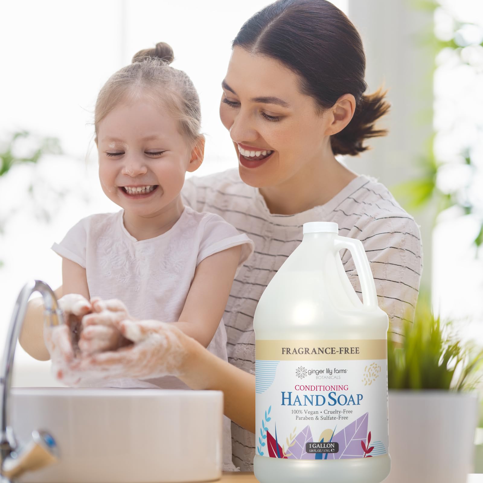 Ginger Lily Farms Botanicals Jabon Manos Sin Fragancia, etiqueta verde para un enfoque sostenible.