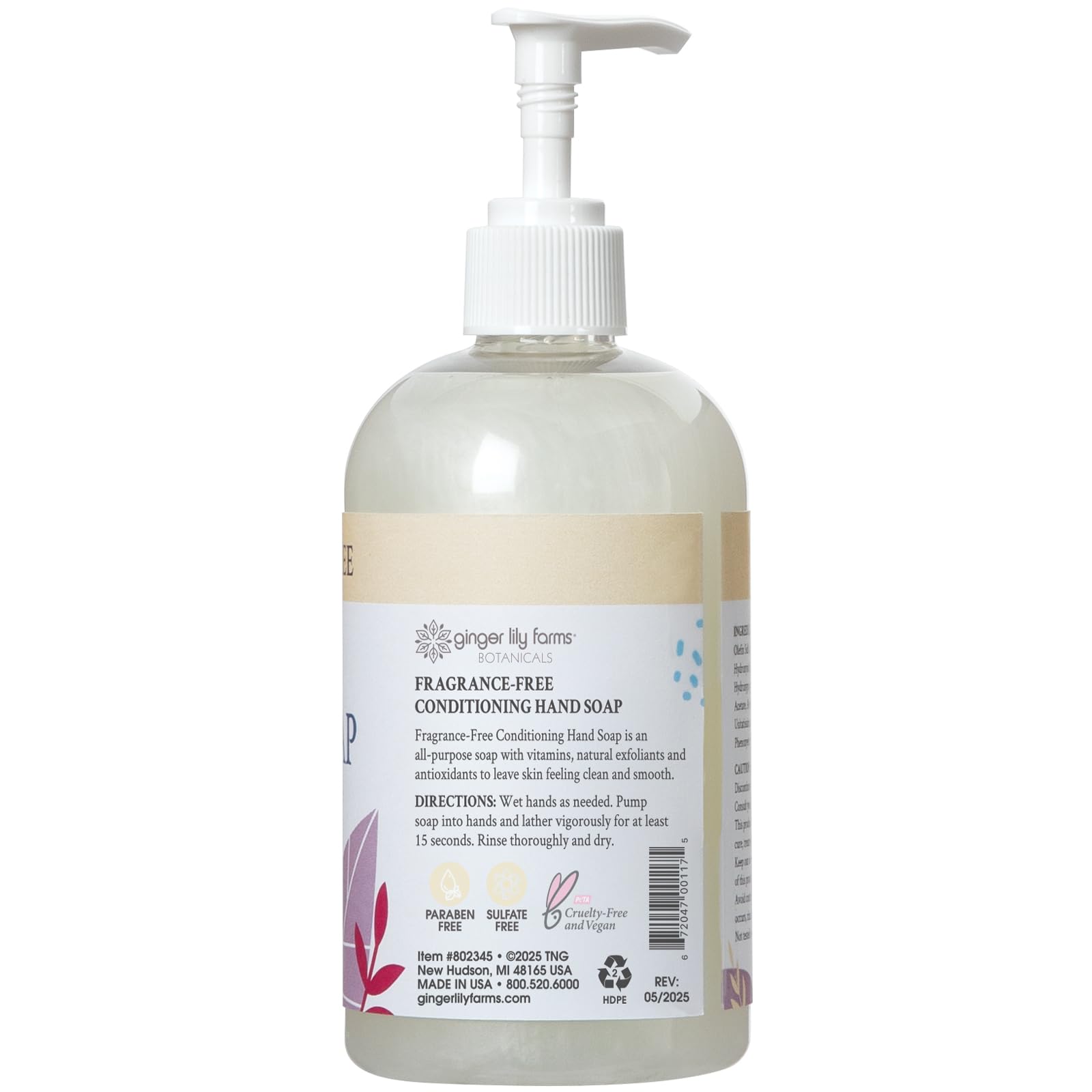 Ginger Lily Farms Jabón de Manos Universal: enriquecido con extractos naturales para cuidado suave