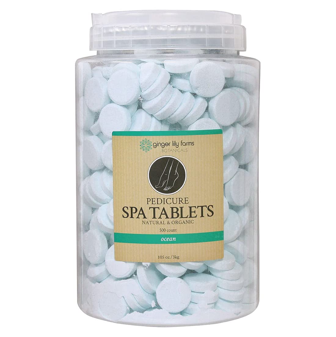 Pastillas de spa Ginger Lily Farms Botanicals para pedicura en empaque visible.