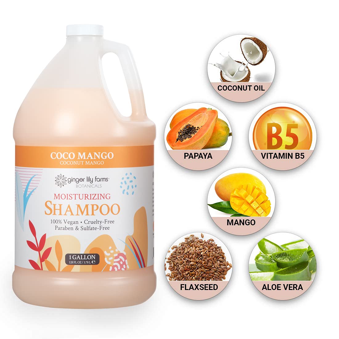 Ginger Lily Farms Botanicals Shampoing Coco Mangue: formule végan et non testé sur les animaux.