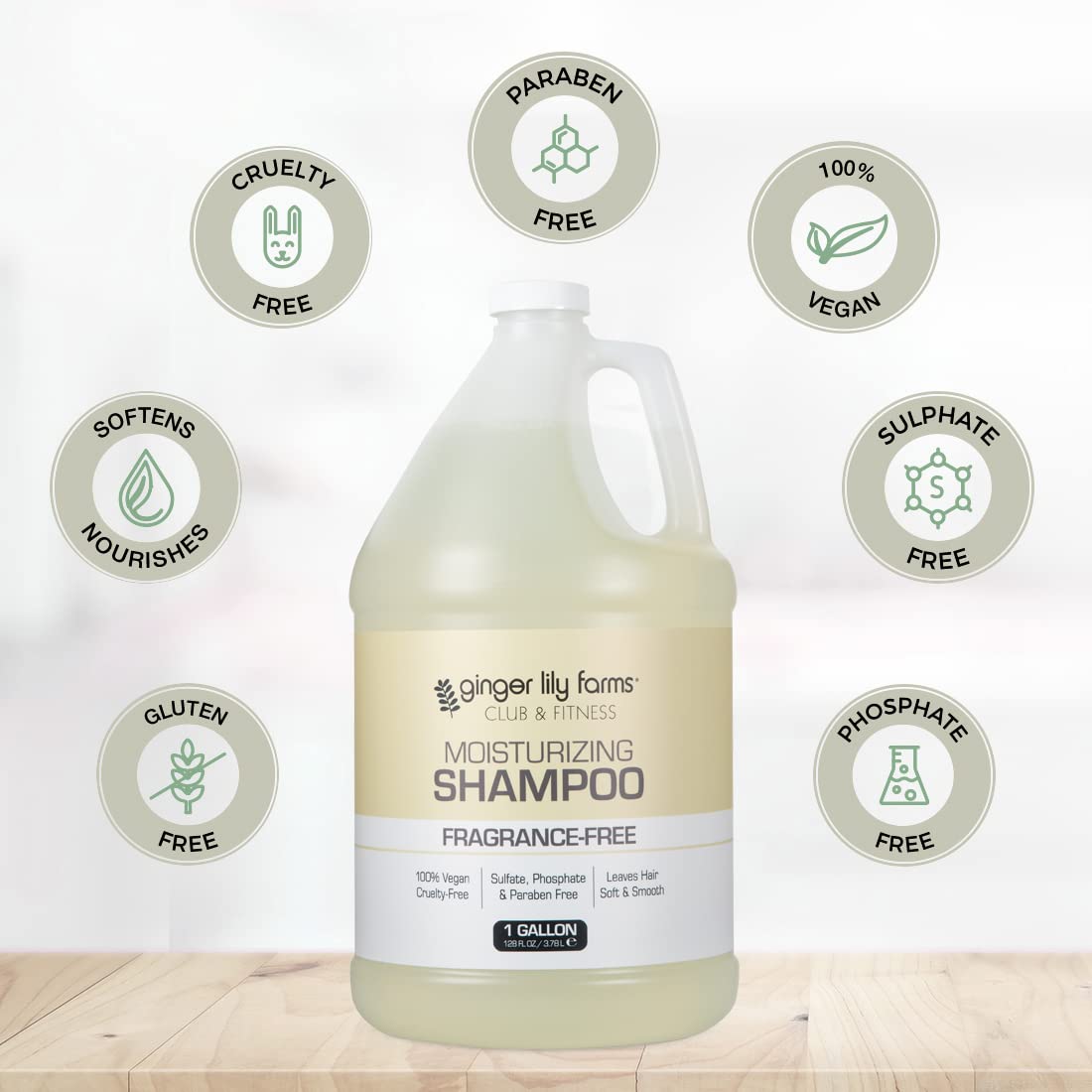 Ginger Lily Farms Champú Club & Fitness: sin fragancia para piel sensible y alergias