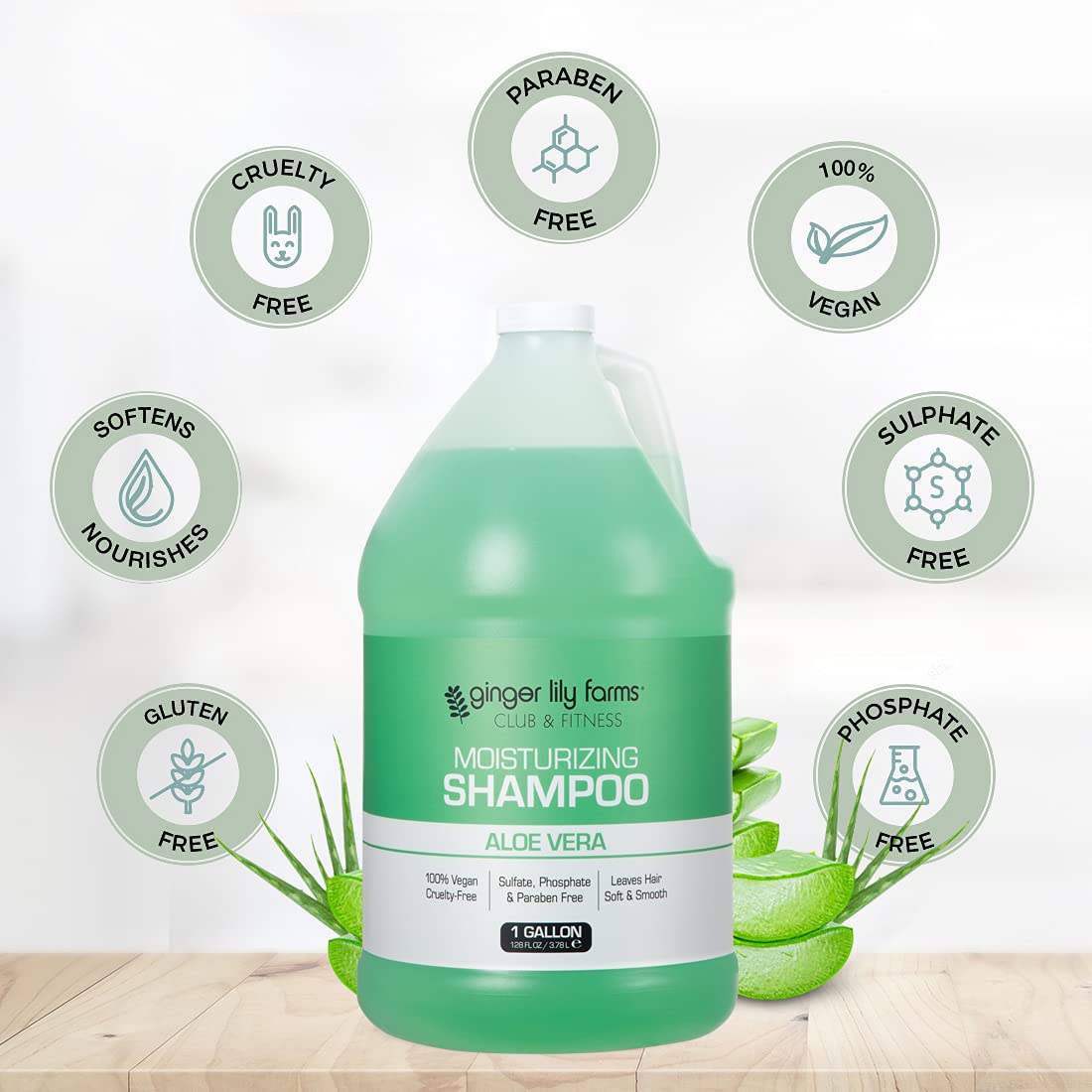 Aloe vera presente en Ginger Lily Farms Club & Fitness champú, aroma refrescante