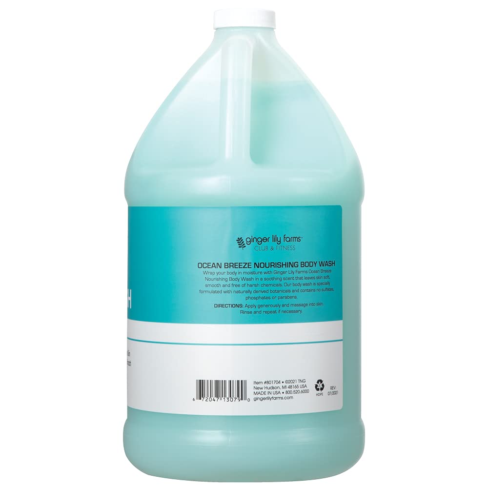 Ginger Lily Farms Club & Fitness body wash lather on skin for silky softness.