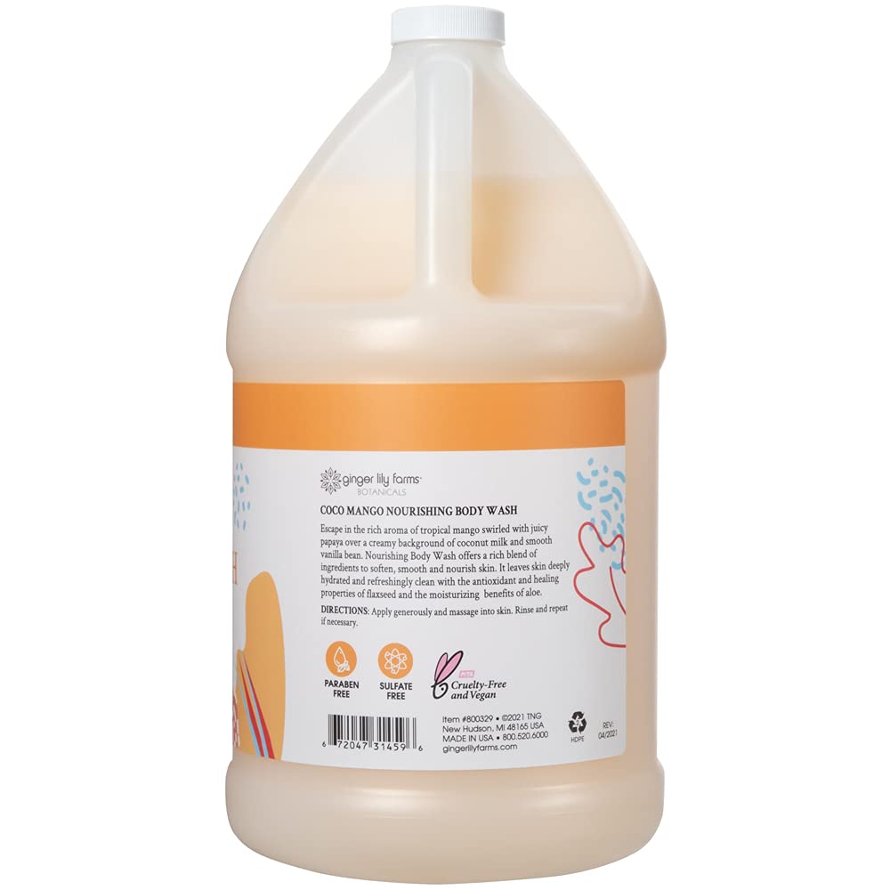 Ginger Lily Farms Coco Mango pour showing easy shower use.
