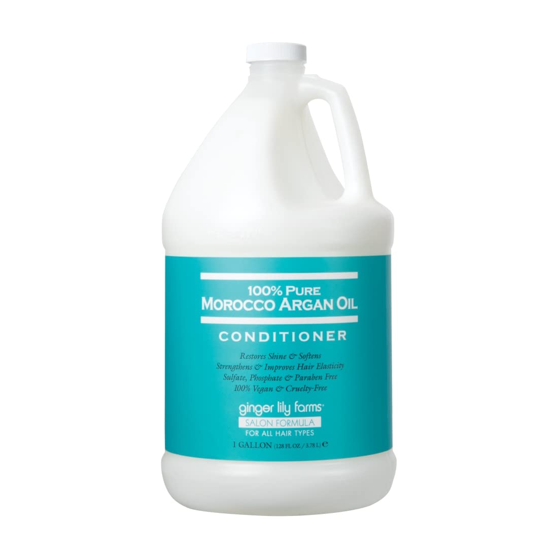 Conditionneur argan Ginger Lily Farms en bouteille, douceur durable et brillance naturelle.