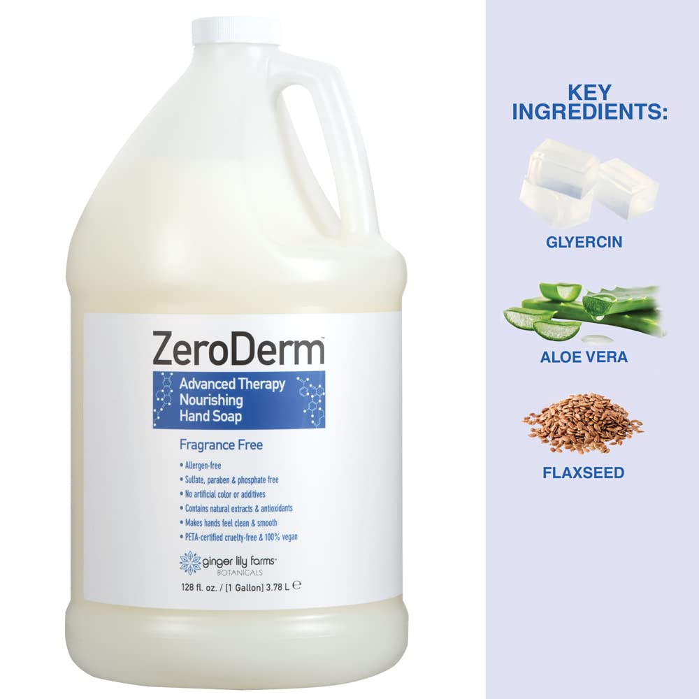 Ginger Lily Farms ZeroDerm Jabon Manos: dispensador para uso diario en cocina y baño.