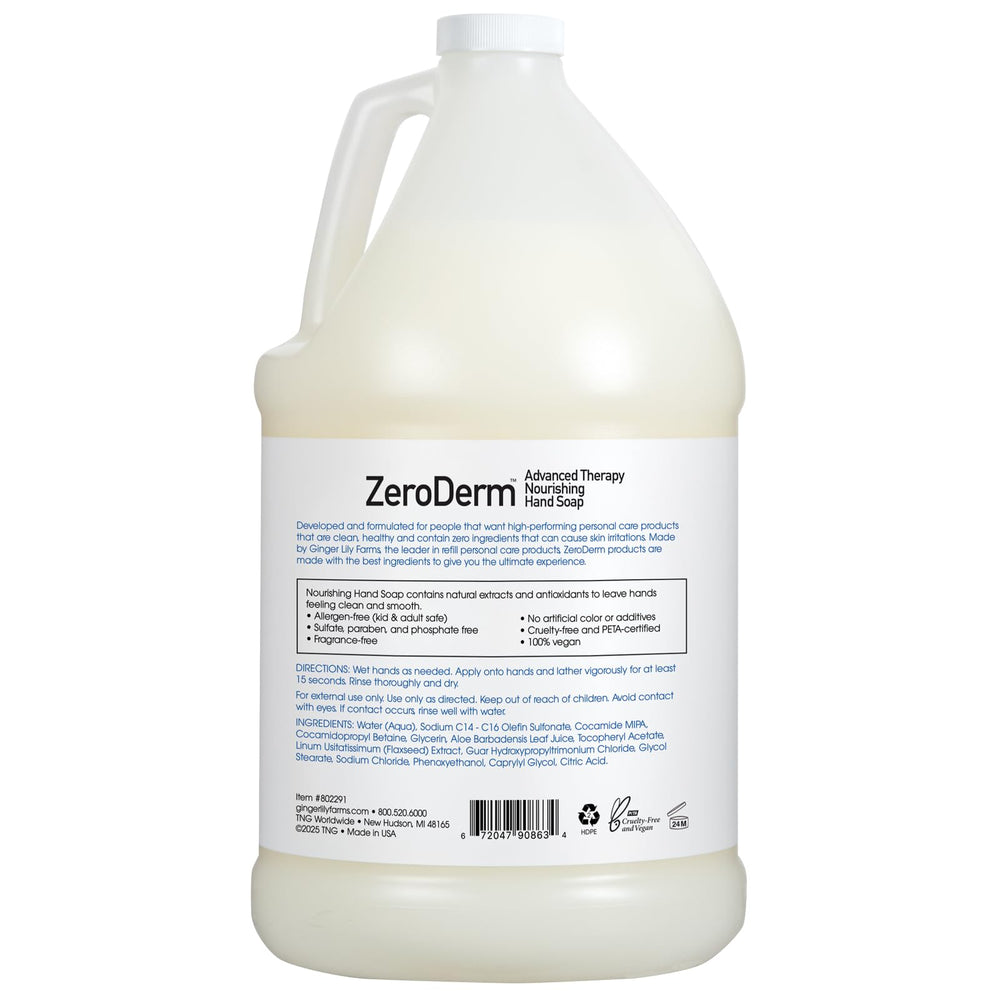 Ginger Lily Farms ZeroDerm Jabon Manos: envase principal listo para uso diario.