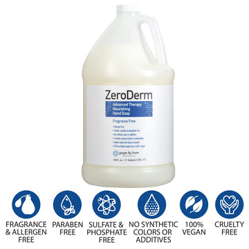 Ginger Lily Farms ZeroDerm Jabon Manos: etiqueta sin fragancia para piel sensible.