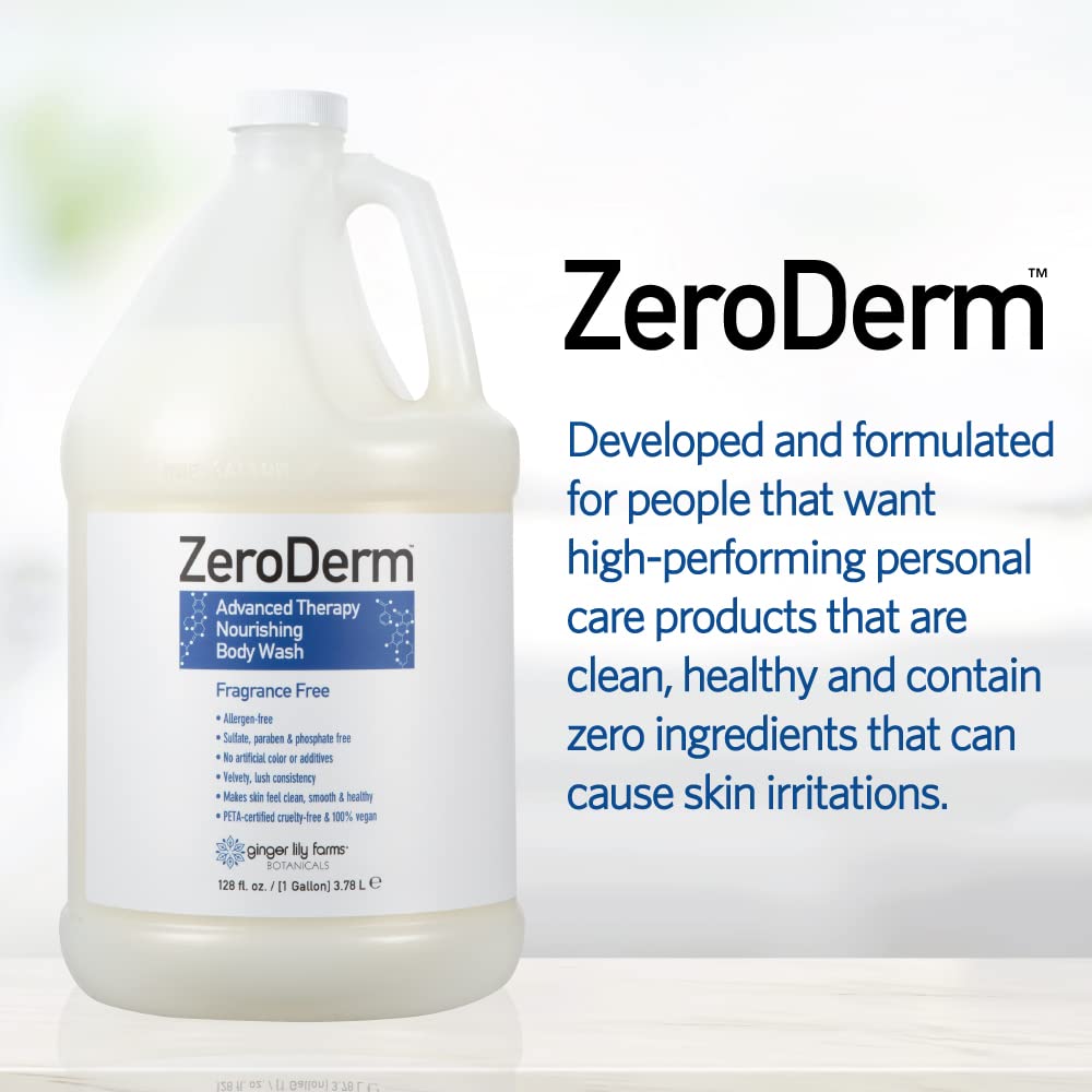 Product packaging of Ginger Lily Farms ZeroDerm for easy dispenser refills
