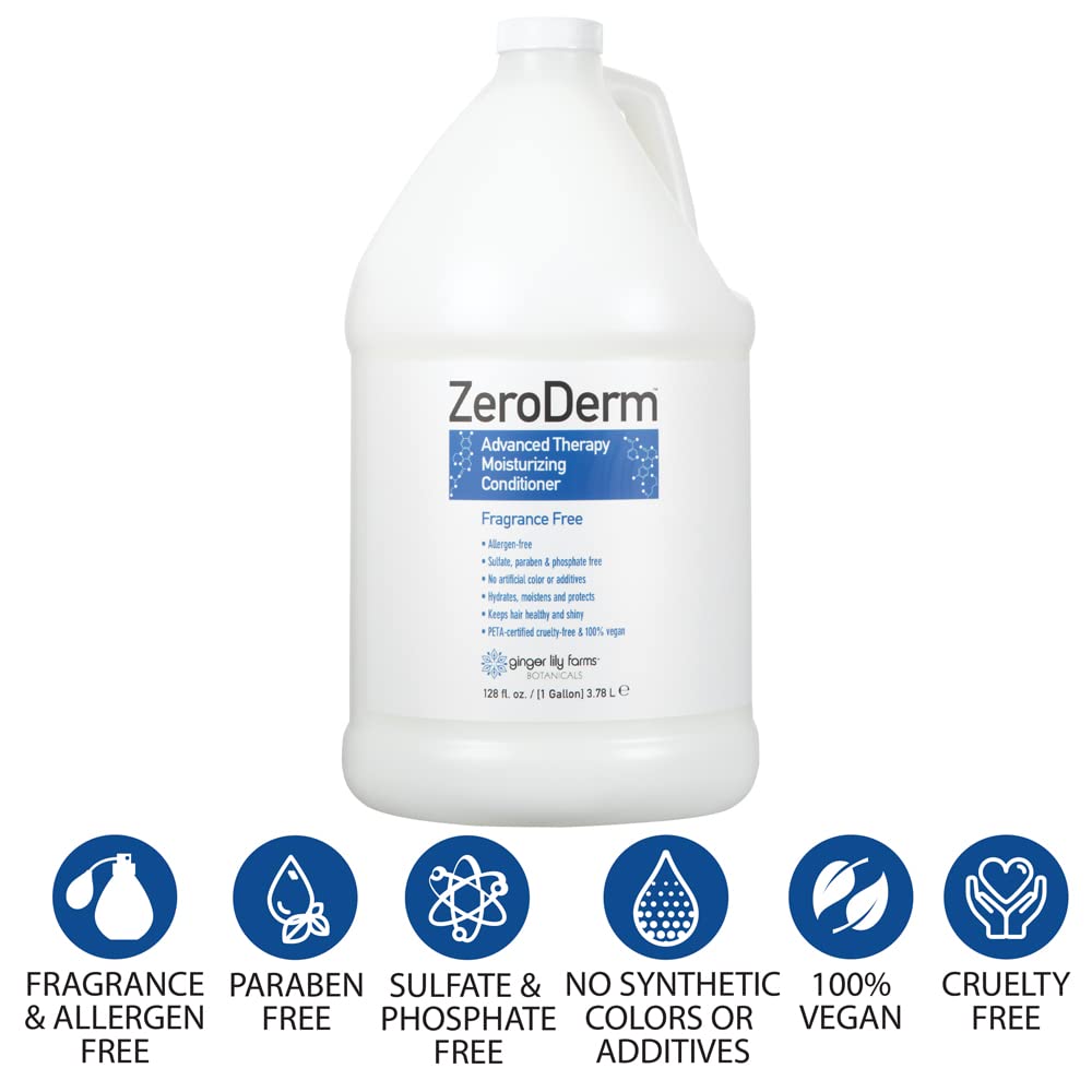 Ginger Lily Farms ZeroDerm acondicionador hidrata suavemente el cabello para brillo ligero