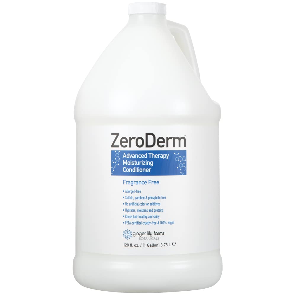 Ginger Lily Farms ZeroDerm terapia avanzada, botella de acondicionador, hidrata y revitaliza el cabello