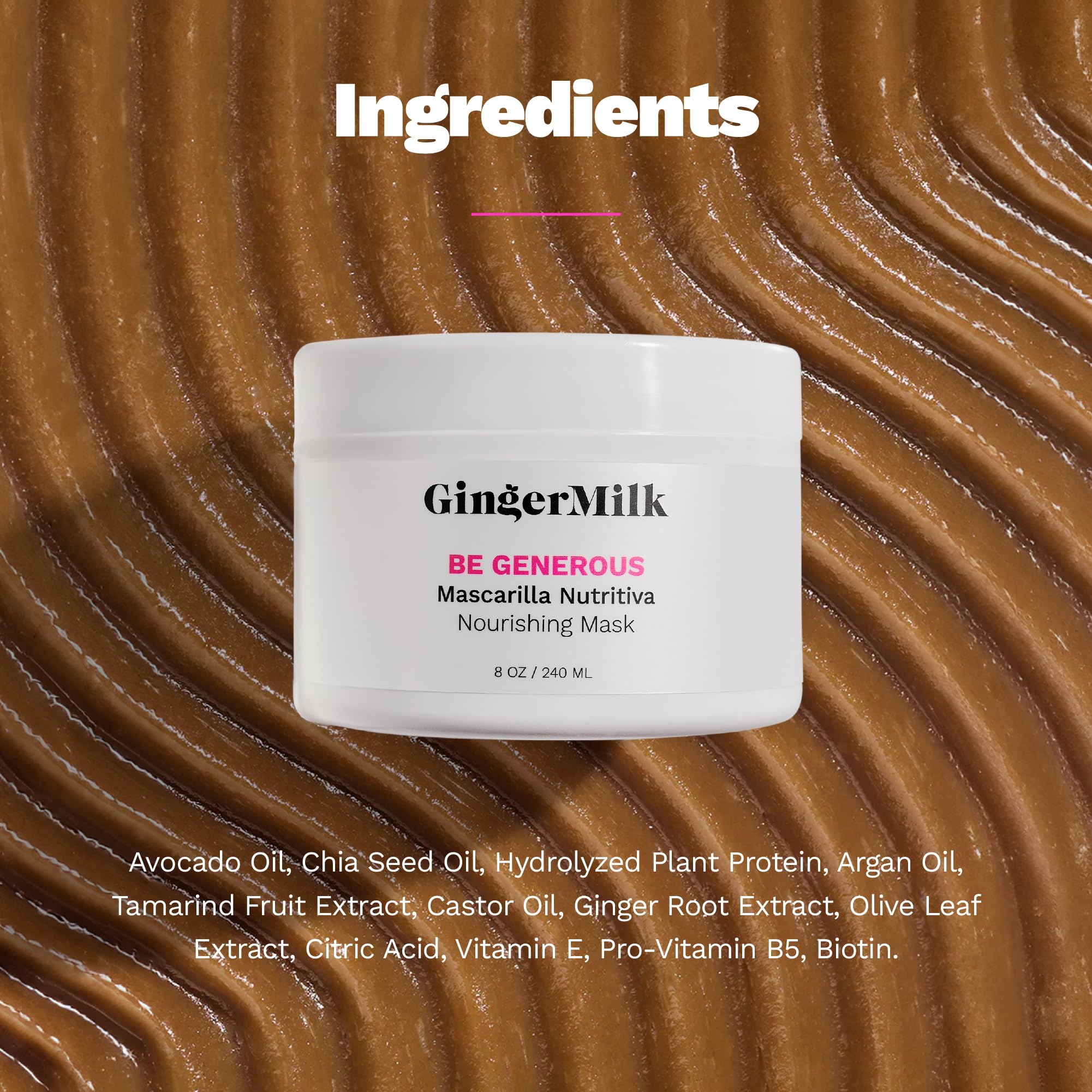 Ginger Milk Natural Care Cabello de alta porosidad recibe hidratación profunda.