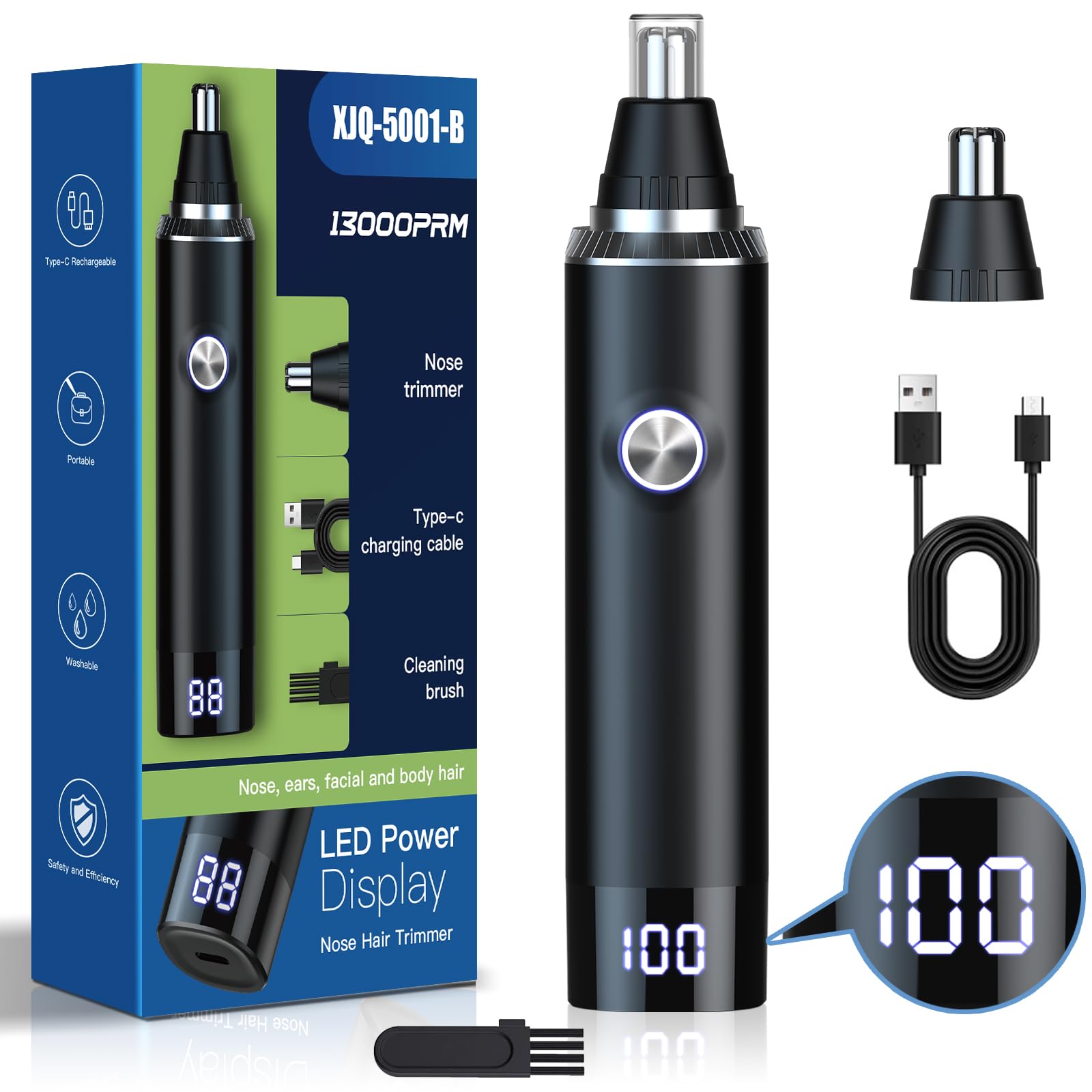 Ginity recortador nasal enfocado en orejas y cejas, ideal para uso diario en casa.