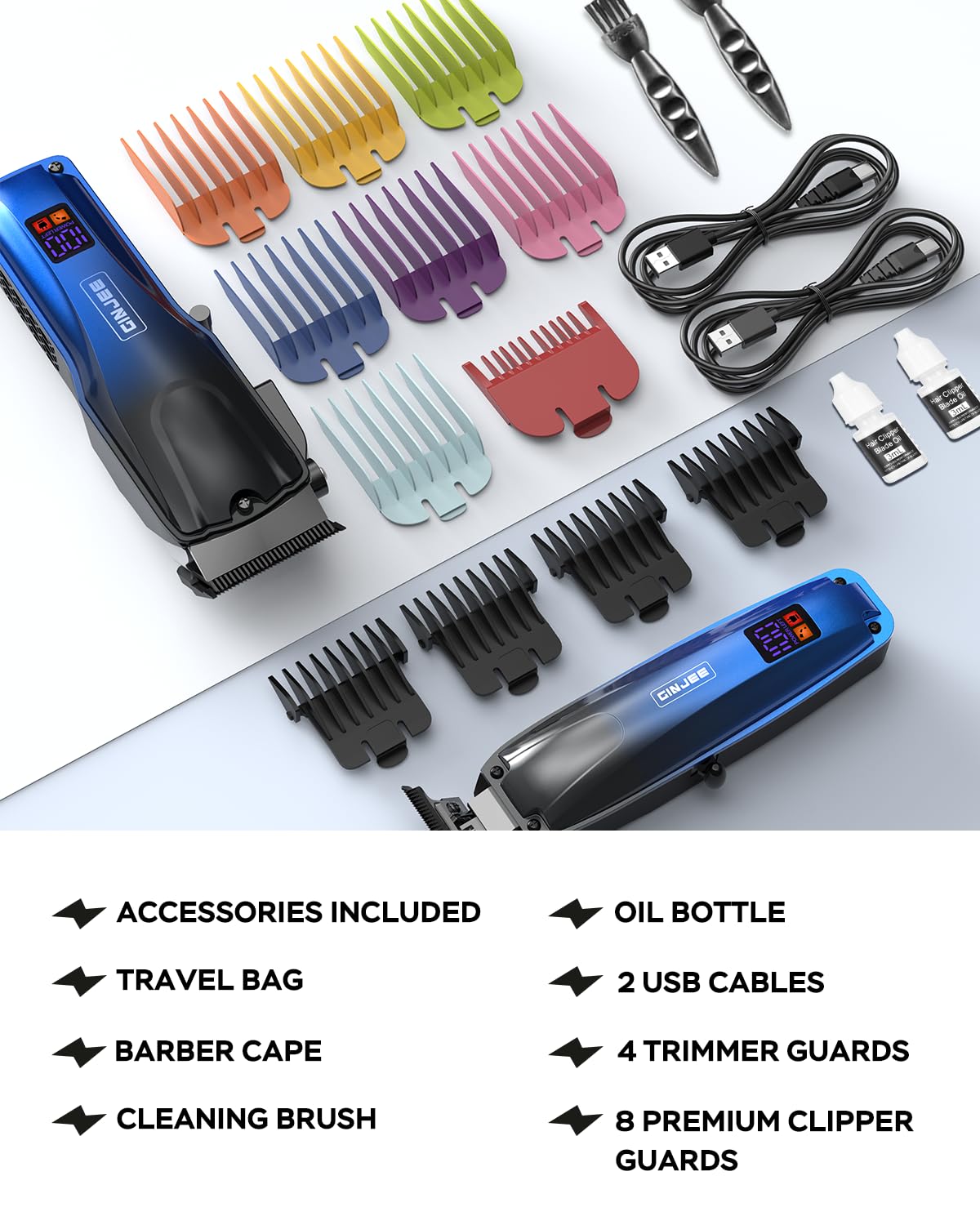 GinJee Tondeuse Pro, affichage LED pour contrôle de la batterie.