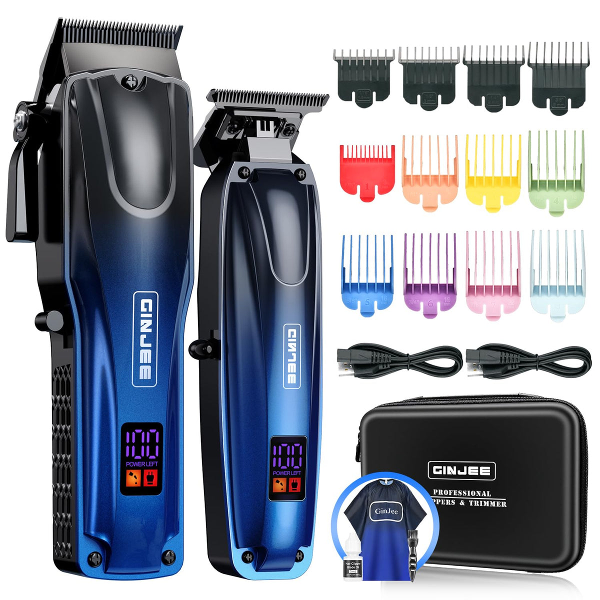 GinJee Tondeuse Pro avec étui de voyage, kit portable pour coupes précises.