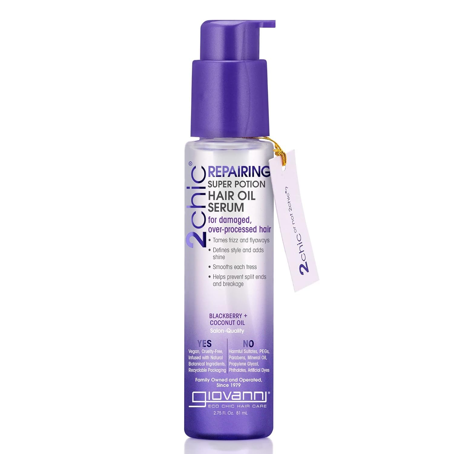 GIOVANNI 2chic Reparación Super Poción - aceite para cabello suave y con brillo.