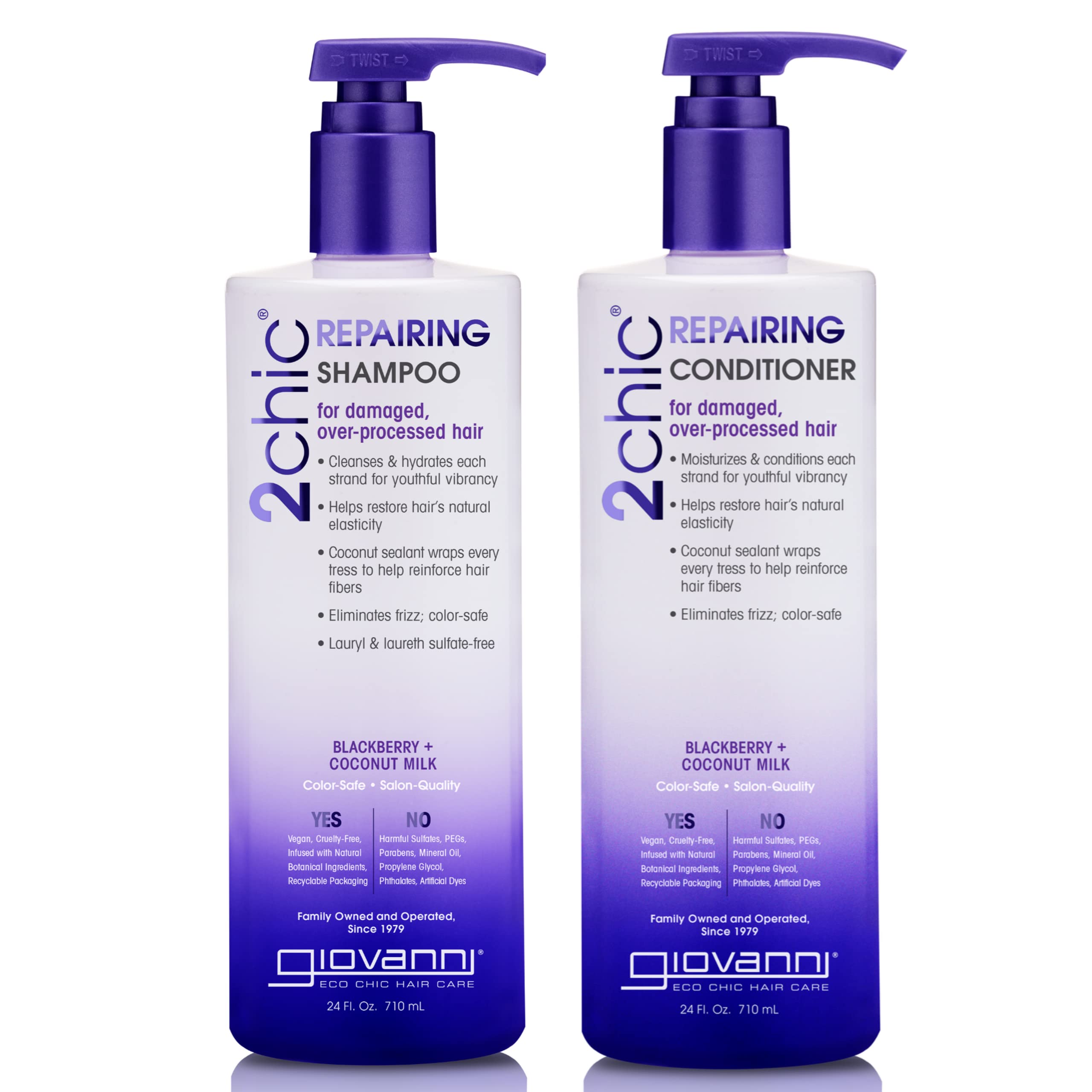 GIOVANNI 2chic champú reparador en botella, hidratación para cabello dañado