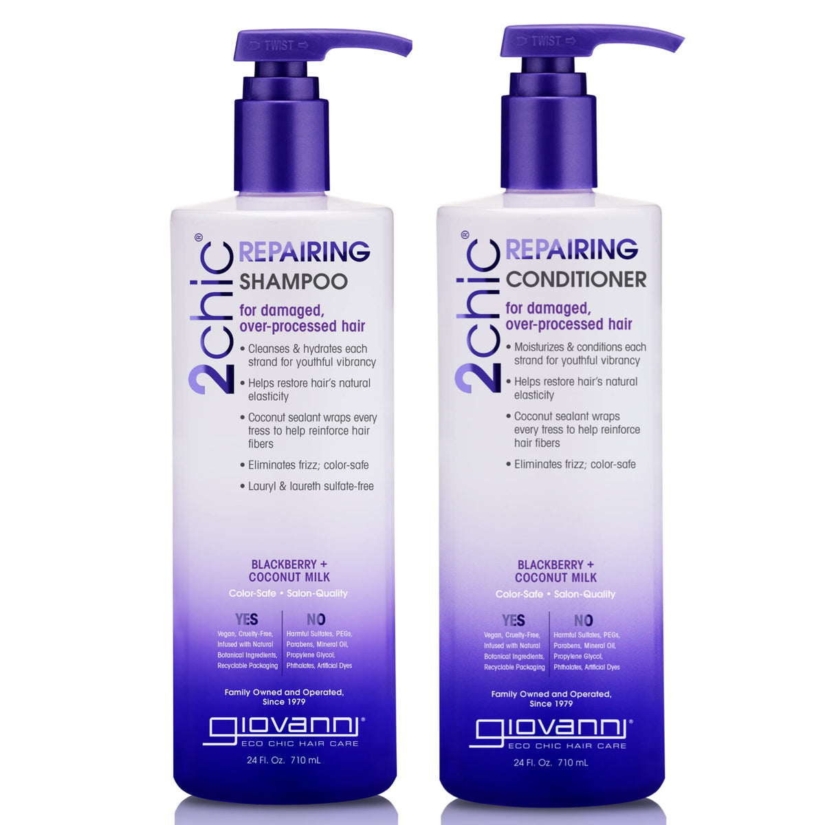 GIOVANNI 2chic champú reparador en botella, hidratación para cabello dañado