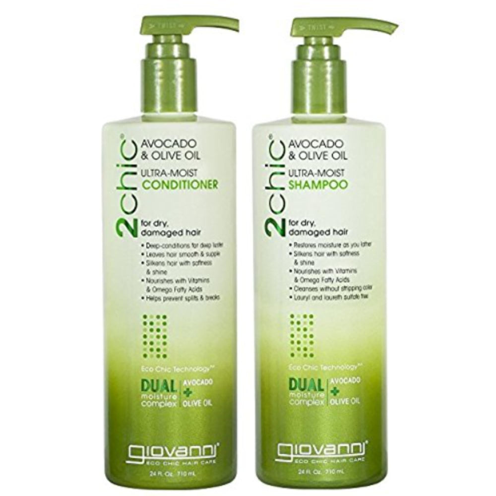 Giovanni 2Chic Ultra-Moist set champú y acondicionador para hidratación y brillo.