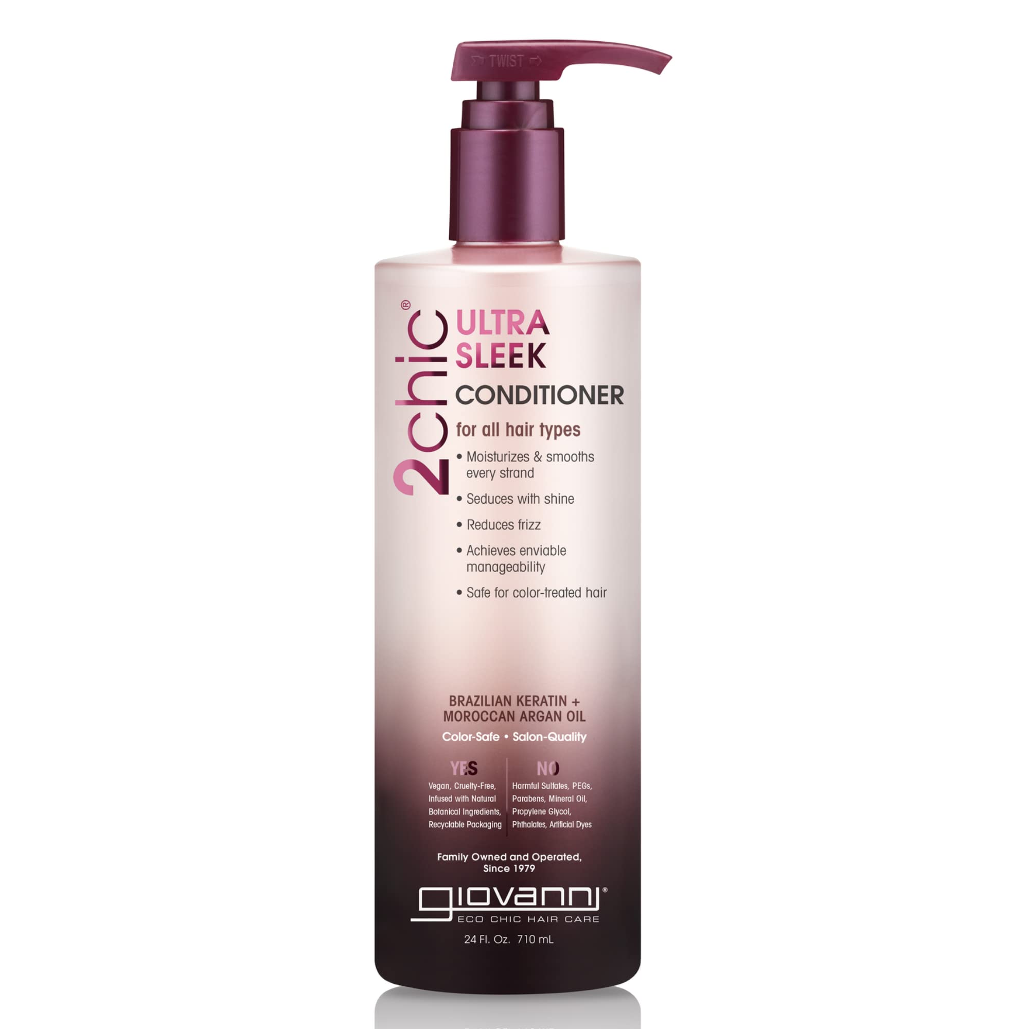 GIOVANNI 2chic Ultra-Sleek: botella frontal, controla el frizz para cabello suave.