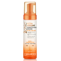 GIOVANNI 2Chic Ultra-Volume Mousse, botella, aporta cuerpo sin peso para cabello fino.