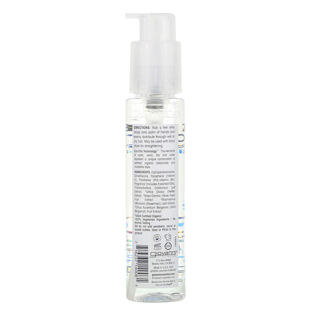 Aplicación de GIOVANNI Frizz Be Gone en manos para definir rizos.