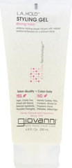 Gel de peinado La Natural de Giovanni en botella, definición suave para peinados duraderos.