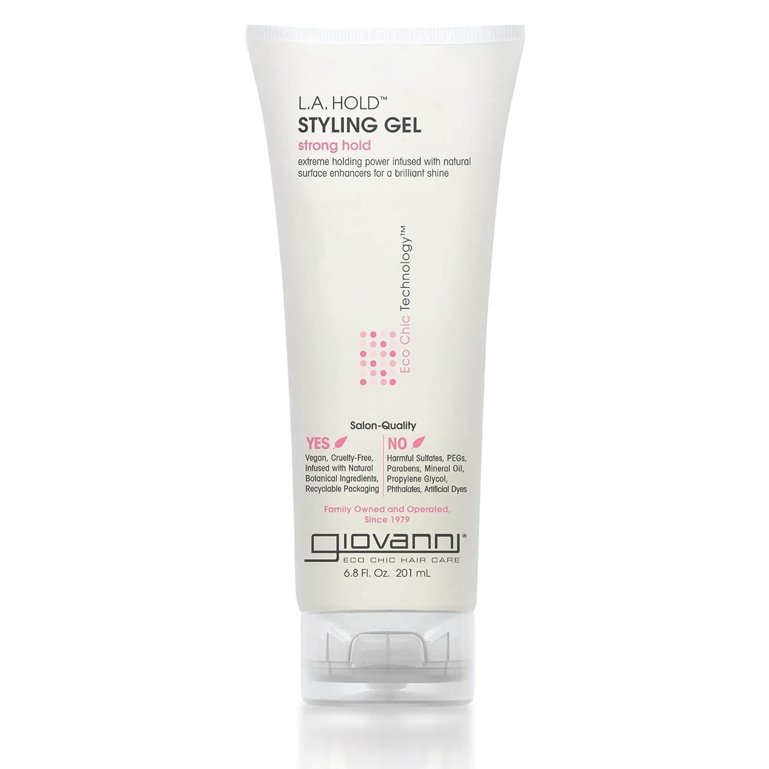 GIOVANNI L.A. Hold Gel en bote con fijación fuerte para peinados duraderos.