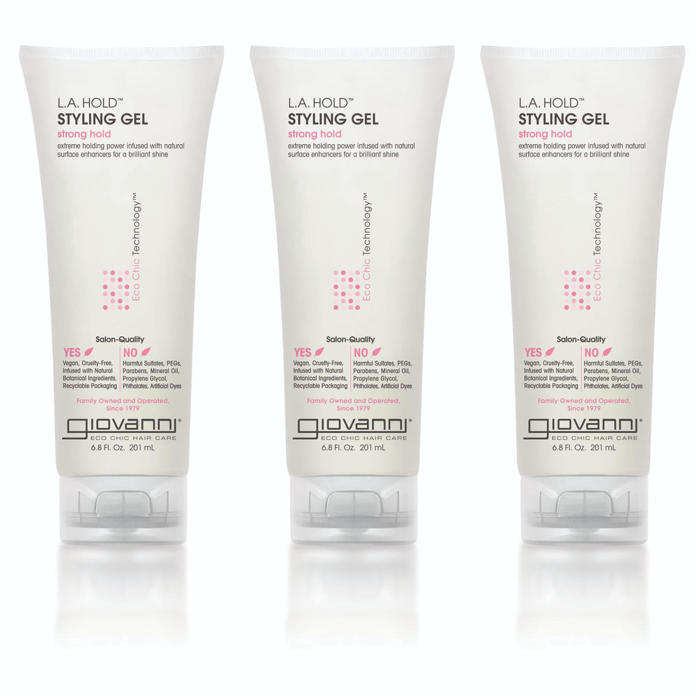 GIOVANNI LA Hold Styling Gel pack de 3 botellas para todo tipo de cabello.