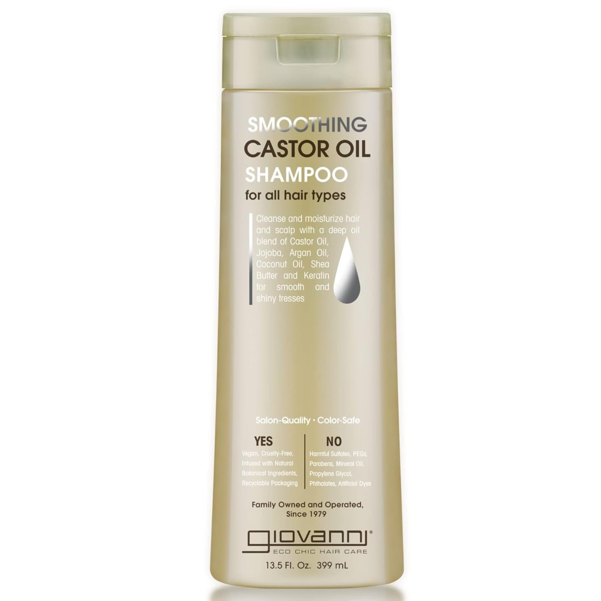 GIOVANNI Aceite de ricino Shampoo, botella, para nutrir y suavizar el cabello
