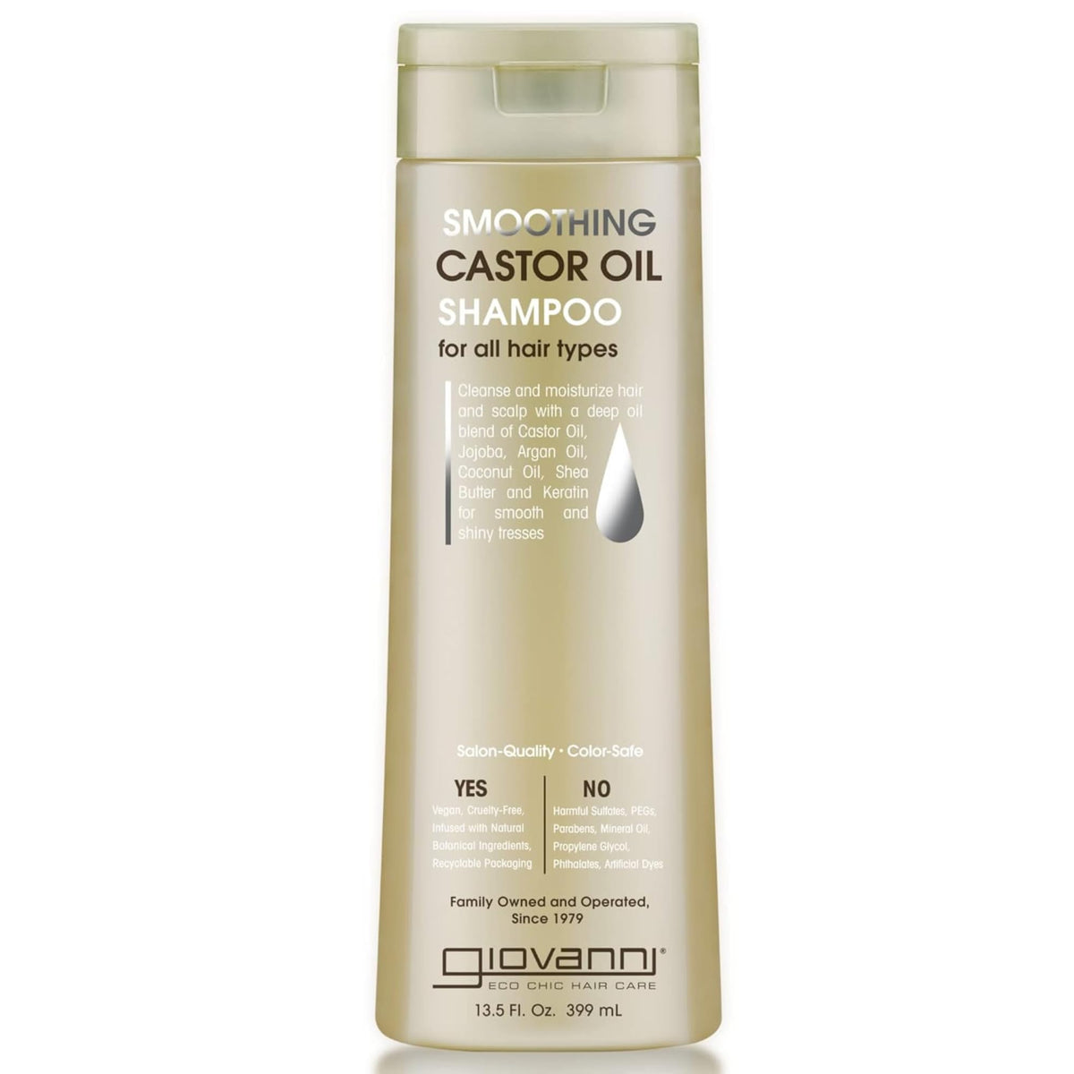 GIOVANNI Aceite de ricino Shampoo, botella, para nutrir y suavizar el cabello