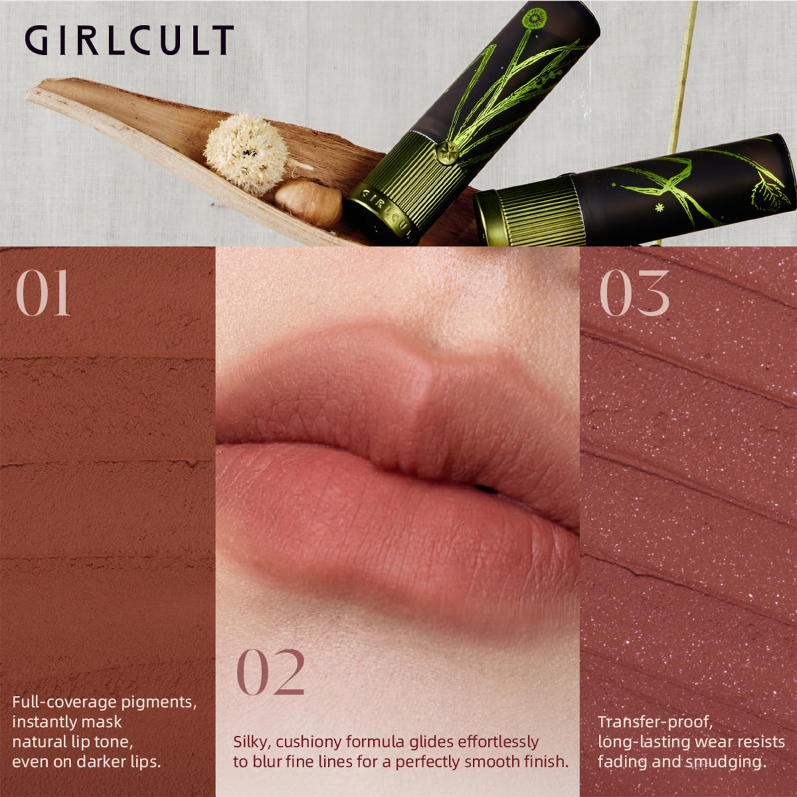 GIRLCULT Matte Lipstick, color de alto pigmento para resultados intensos con una pasada.