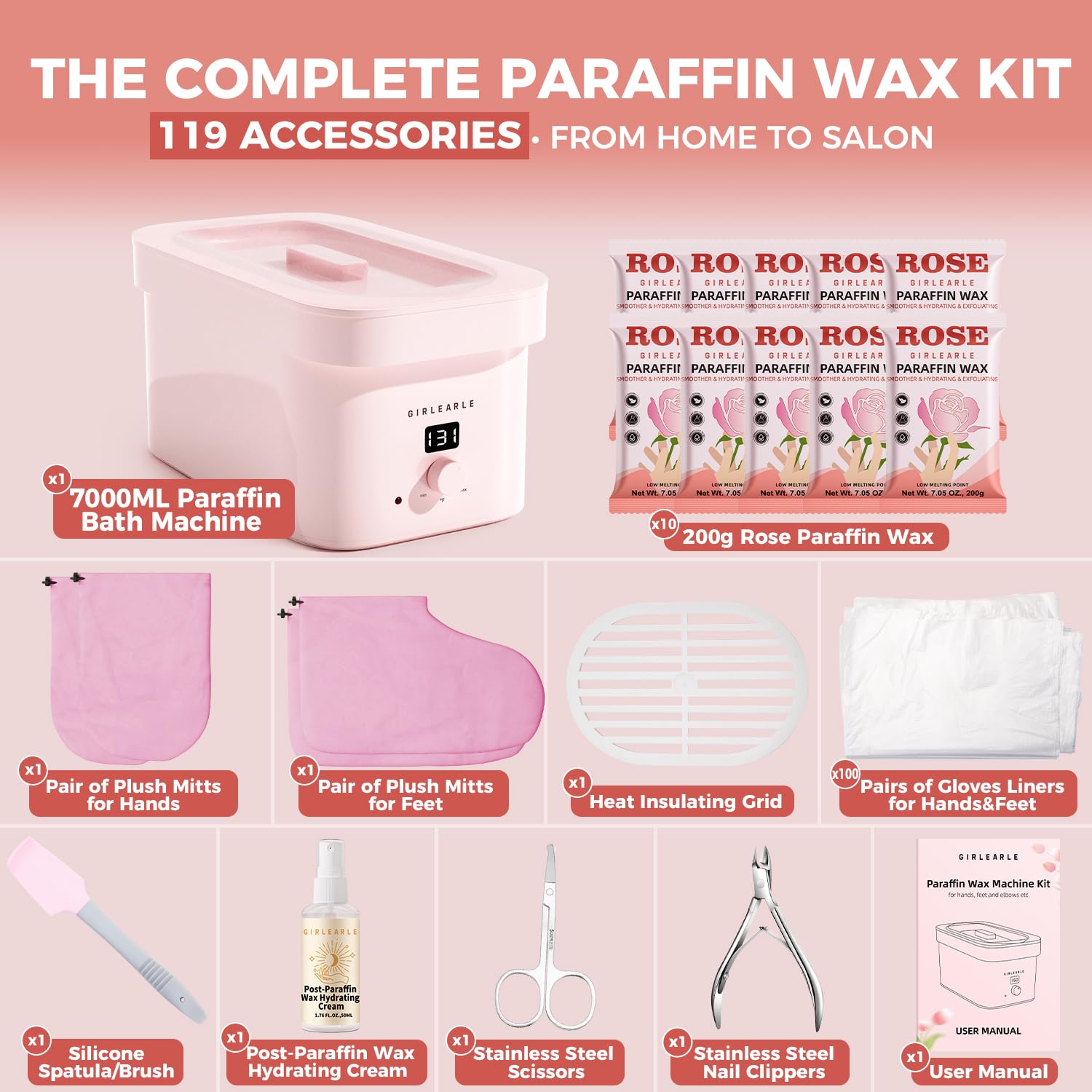 GIRLEARLE rose-infused wax bath for a luxurious, hydrating spa at home