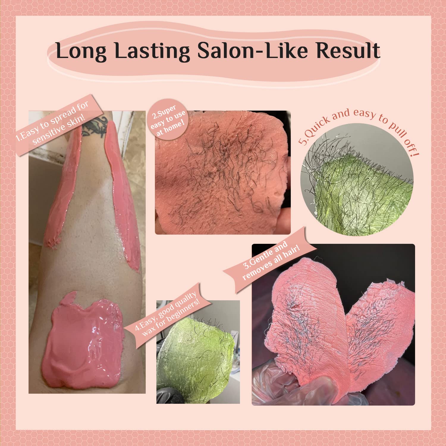 GIRLEARLE rose wax beads for coarse hair removal.